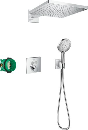 Душевая система hansgrohe Raindance E 300 1jet скрытого монтажа с термостатом ShowerSelect Square 27952000, хром
