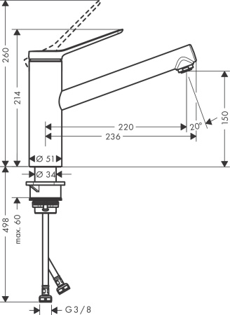 Смеситель для кухонной мойки hansgrohe Zesis M33 150, с поворотным изливом 74802670, матовый черный