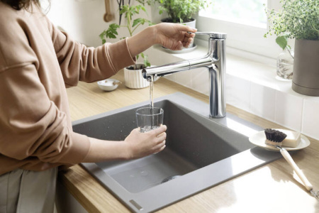 Смеситель для кухонной мойки hansgrohe Zesis M33 160, с вытяжным душем 2jet 74804000, хром