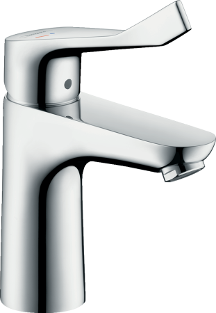 Смеситель для раковины hansgrohe Focus 100 CoolStart без сливного гарнитура, с удлиненной рукояткой 31917000, хром