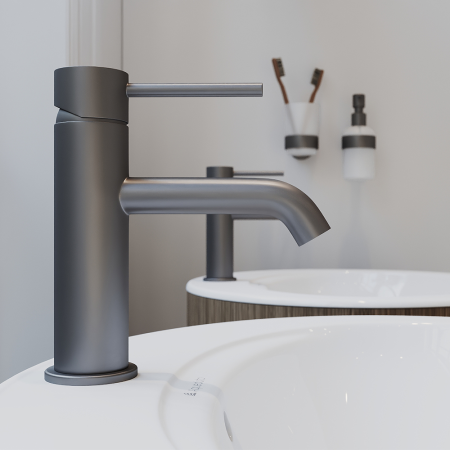 Смеситель для раковины Aqueduto CANO M-size CAN0245, оружейная сталь