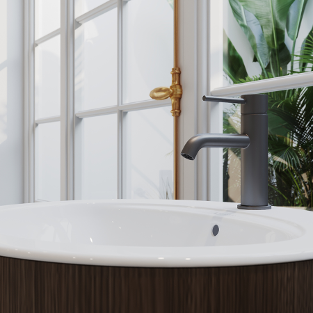 Смеситель для раковины Aqueduto CANO M-size CAN0245, оружейная сталь