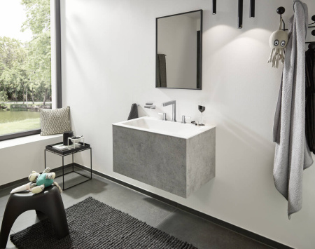 Смеситель для раковины hansgrohe Finoris 160, на 3 отверстия, со сливным клапаном Push-Open 76034000, хром