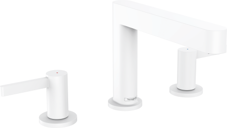 Смеситель для раковины hansgrohe Finoris 110, на 3 отверстия, со сливным клапаном Push-Open 76033700, матовый белый