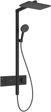 Душевая система hansgrohe Raindance Alive Q Showerpipe 210/340 1jet с термостатом ShowerSelect Comfort, 24580670, матовый черный