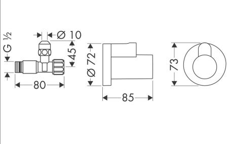 Вентиль угловой hansgrohe 3/8 с накладкой 13954820, шлифованный никель