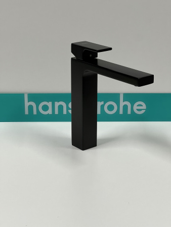 Смеситель для раковины hansgrohe Vernis Shape 190, со сливным гарнитуром 71562670/U, матовый черный, уцененный товар