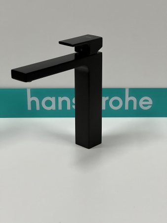 Смеситель для раковины hansgrohe Vernis Shape 190, со сливным гарнитуром 71562670/U, матовый черный, уцененный товар