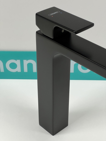 Смеситель для раковины hansgrohe Vernis Shape 190, со сливным гарнитуром 71562670/U, матовый черный, уцененный товар
