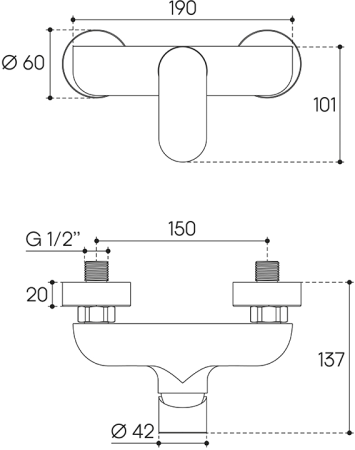 Смеситель для душа Aqueduto BASE BAS0700, хром