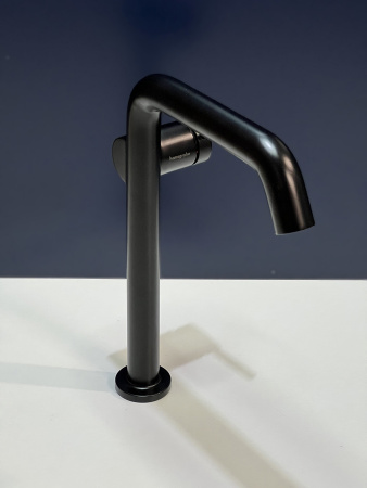 Смеситель для раковины hansgrohe Tecturis S 240 Fine, CoolStart, EcoSmart+, cо сливным гарнитуром Push-Open, 73370670/U, матовый черный, уцененный товар