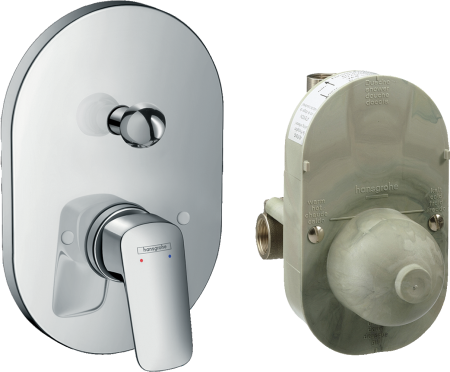 Смеситель для ванны hansgrohe Logis скрытого монтажа, в комплекте с монтажной частью 71409000, хром