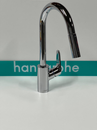 Смеситель для кухонной мойки hansgrohe Focus M41 240, с вытяжным душем 2jet, sBox 73880000/U, хром, уцененный товар