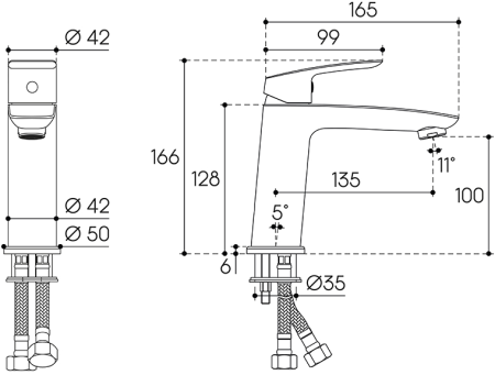 Смеситель для раковины Aqueduto SUAVE SUA0200, хром