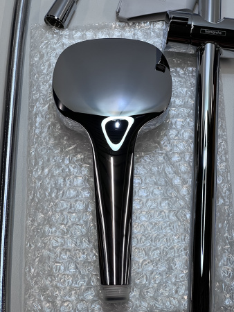 Душевой гарнитур hansgrohe Croma Select E 110 3jet Multi со штангой 90 см 26590400/U, белый/хром, уцененный товар