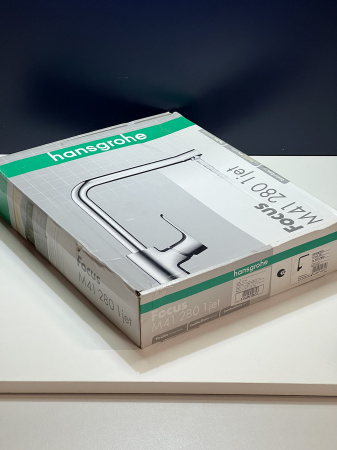 Смеситель для кухонной мойки hansgrohe Focus M41 280, с поворотным изливом 31817800/U, под сталь, уцененный товар