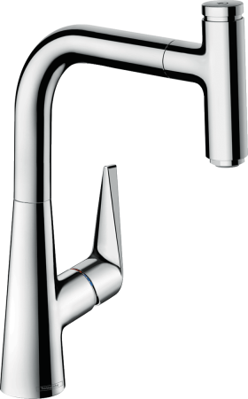 Смеситель для кухонной мойки hansgrohe Talis Select M51 220, с вытяжным изливом 1jet, sBox 73852000, хром