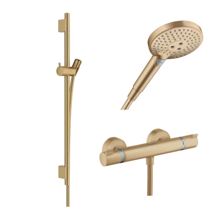 Готовый набор для душа hansgrohe Raindance с термостатом Ecostat HG-PR114, шлифованная бронза