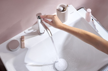 Cмеситель для раковины hansgrohe Tecturis S 110 EcoSmart+, с донным клапаном, 73310000, хром