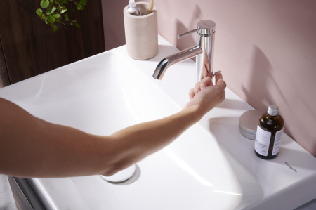 Cмеситель для раковины hansgrohe Tecturis S 110 EcoSmart+, с донным клапаном, 73310000, хром