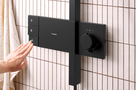 Душевая система hansgrohe Raindance Alive S Showerpipe 300 2jet с термостатом ShowerSelect Comfort, 24595670, матовый черный