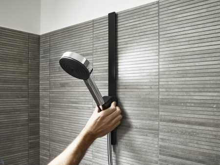 Держатель ручного душа hansgrohe WallStoris с креплением на штангу и регулировкой высоты 27917670, матовый черный