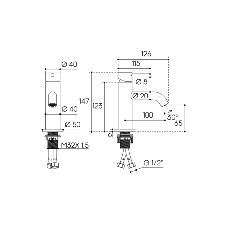 Смеситель для раковины Aqueduto CANO S-size CAN0100, хром