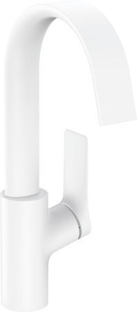 Смеситель для раковины hansgrohe Vivenis 210 с поворотным изливом, со сливным гарнитуром 75030700, матовый белый