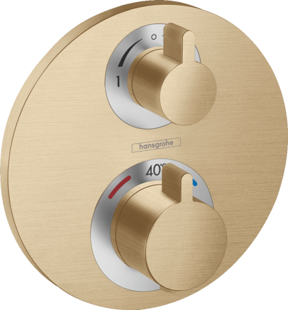 Внешняя часть термостата для душа hansgrohe Ecostat S скрытого монтажа на 2 потребителя 15758140, шлифованная бронза
