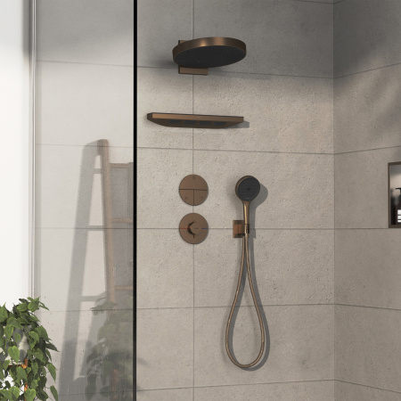 Внешняя часть термостата hansgrohe ShowerSelect Comfort S для скрытой установки на 1 функции, 15559140, шлифованная бронза