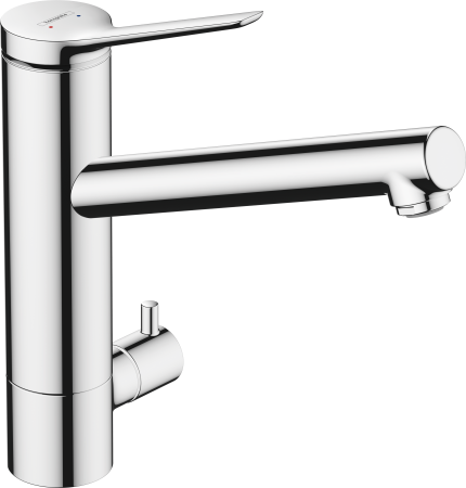 Смеситель для кухонной мойки hansgrohe Zesis M33 200, с поворотным изливом, с запорным вентилем 74808000, хром