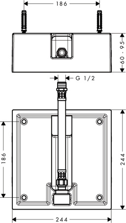 Встраиваемая часть верхнего душа hansgrohe Raindance 260x260 1jet 26471180