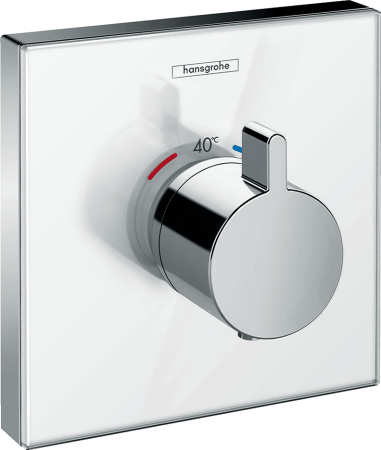 Внешняя часть термостата для душа hansgrohe ShowerSelect Glass HighFlow скрытого монтажа на 1 потребителя 15734400, белый/хром