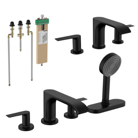 Готовый набор для ванны скрытого монтажа hansgrohe Vivenis со смесителем для раковины HG-PR38, матовый черный