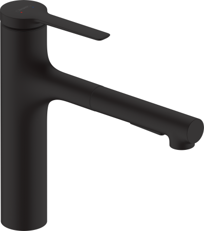 Смеситель для кухонной мойки hansgrohe Zesis M33 160, с вытяжным душем 2jet 74801670, матовый черный