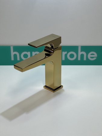 Смеситель для раковины hansgrohe Metropol 110 со сливным клапаном Push-Open 32507990/U, полированное золото, уцененный товар