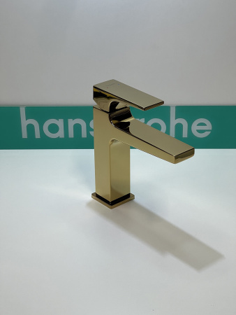 Смеситель для раковины hansgrohe Metropol 110 со сливным клапаном Push-Open 32507990/U, полированное золото, уцененный товар