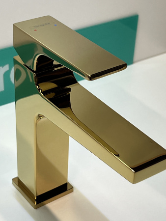 Смеситель для раковины hansgrohe Metropol 110 со сливным клапаном Push-Open 32507990/U, полированное золото, уцененный товар