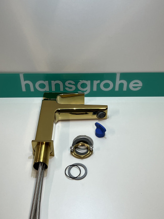 Смеситель для раковины hansgrohe Metropol 110 со сливным клапаном Push-Open 32507990/U, полированное золото, уцененный товар