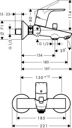 Смеситель для ванны hansgrohe Focus 31940000, хром