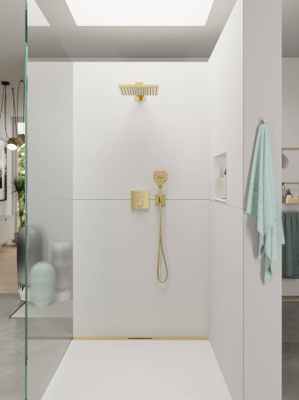 Внешняя часть термостата для душа hansgrohe ShowerSelect скрытого монтажа на 2 потребителя 15763990, полированное золото