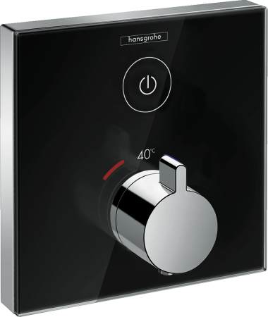 Внешняя часть термостата для душа hansgrohe ShowerSelect Glass скрытого монтажа на 1 потребителя 15737600, черный/хром 