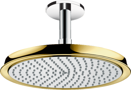 Верхний душ hansgrohe Raindance Classic 270 1jet с потолочным кронштейном 27405090, хром/под золото