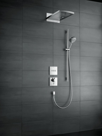 Внешняя часть термостата для душа hansgrohe ShowerSelect HighFlow скрытого монтажа на 1 потребителя, с клапаном для ручного душа 15761000, хром