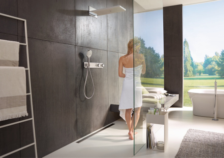Верхний душ hansgrohe Rainmaker Select 580 3jet EcoSmart с настенным креплением скрытого монтажа 24011400, белый/хром