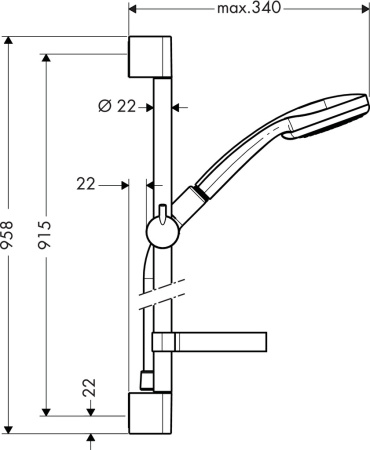 Душевой гарнитур hansgrohe Croma 100 4jet Vario со штангой 90 см и мыльницей 27771000, хром