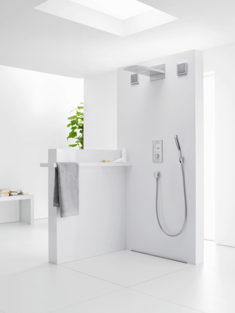 Верхний душ hansgrohe Raindance Rainfall 180 2jet с настенным креплением скрытого монтажа 28433000, хром