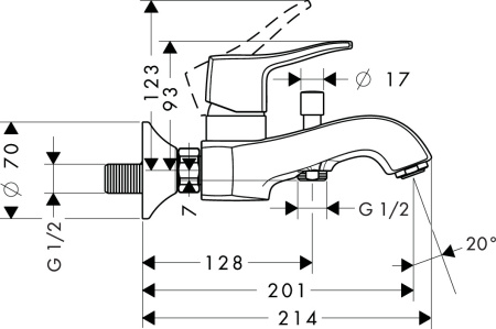 Смеситель для ванны hansgrohe Metris Classic, 31478000, хром
