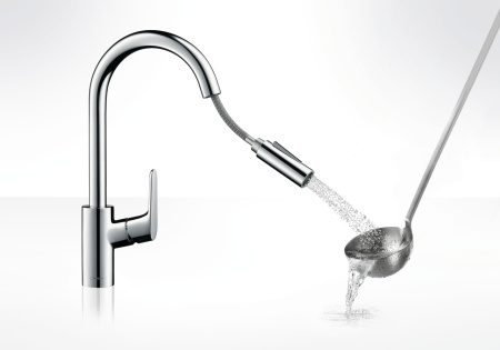 Смеситель для кухонной мойки hansgrohe Focus M41 240, с вытяжным душем 2jet 31815000, хром