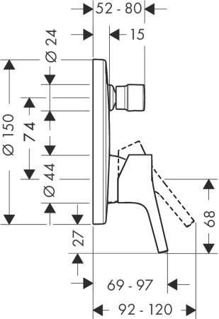 Внешняя часть смесителя для ванны hansgrohe Talis S скрытого монтажа 72405000, хром